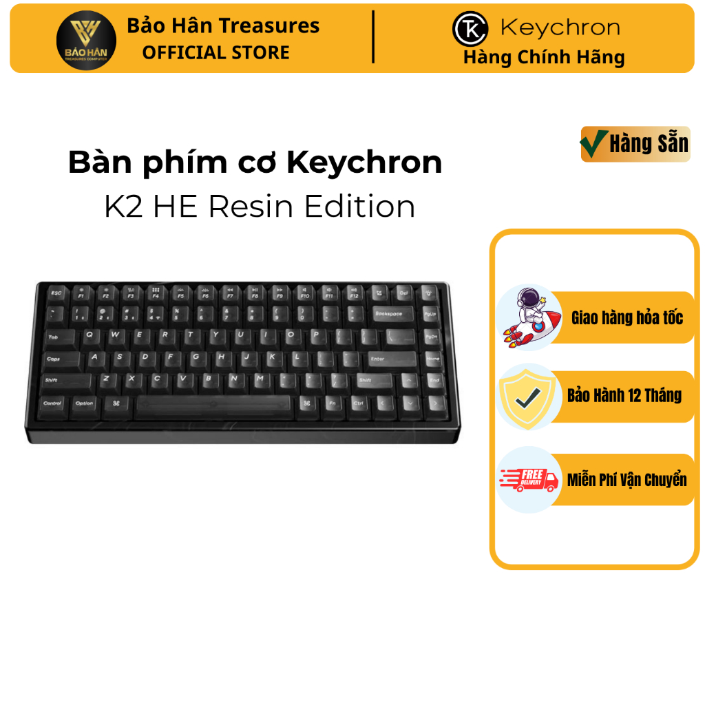 Bàn Phím Cơ Keychron K2 HE Resin Edition K2H-F1R - Hàng Chính Hãng