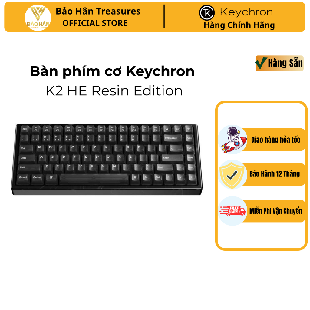Bàn Phím Cơ Keychron K2 HE Resin Edition ( K2H-F1R ) - Hàng Chính Hãng