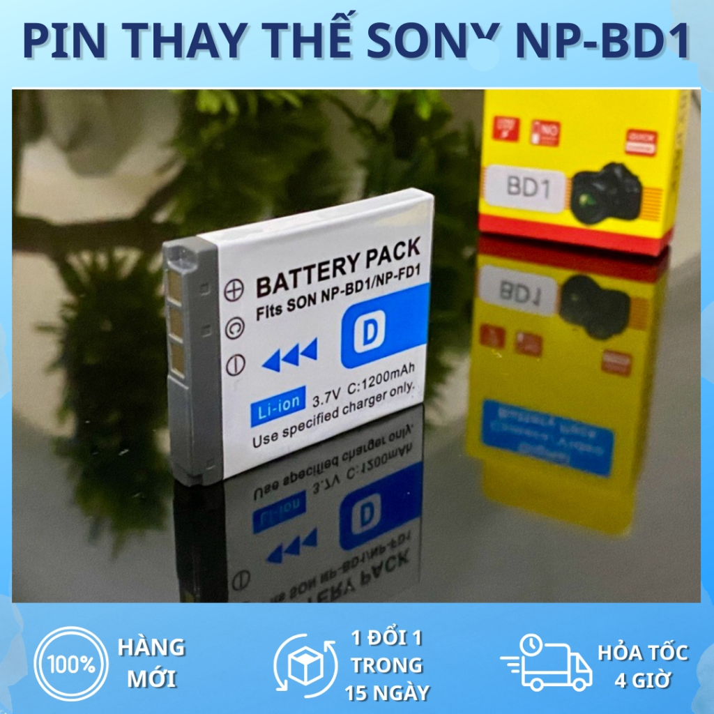 Pin Sony NP-BD1 ( pin thay thế dung lượng cao ) cho DSC-9100 / DSC-F88 / DSC-G1 / DSC-G3 / DSC-L1 / 
