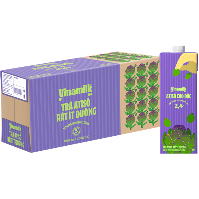 Trà atiso rất ít đường VINAMILK atiso cao đặc hộp 1 lít - 2.4g thảo mộc giải nhiệt chống oxy hóa
