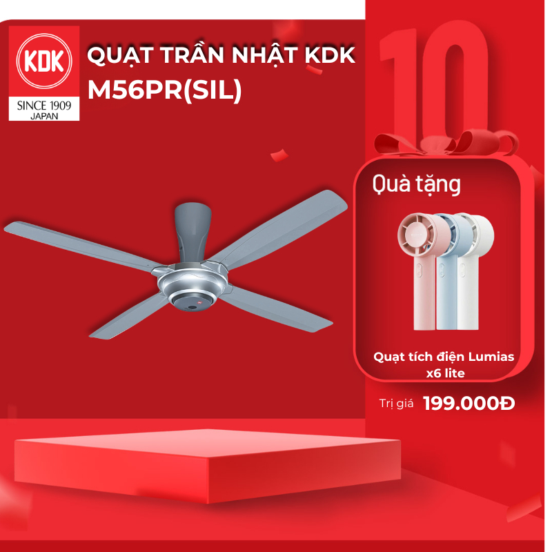 Quạt trần KDK, màu Bạch kim M56PR(SIL) - Bảo Hành Chính Hãng KDK