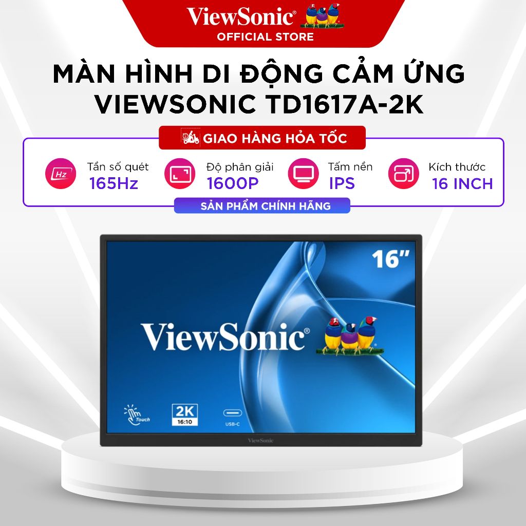 Màn hình di động cảm ứng ViewSonic TD1617A-2K (16 inch - WQXGA - 165Hz - 3ms - IPS - Speaker)