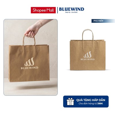 Túi Giấy Kraft Nâu Thương Hiệu Giày Thể Thao Bluewind Đựng Quà Thân Thiện Với Môi Trường