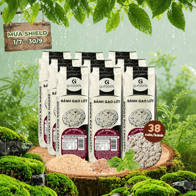 Combo 3 gói Bánh gạo lứt GUfoods - Không đường, Lành mạnh, Eat clean, Thực dưỡng (mỗi gói 510g)