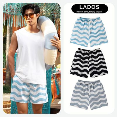 Quần Đùi lưng chun có dây rút chất lụa cao cấp họa tiết sóng biển LADOS-4180 Phong cách mùa hè trẻ trung