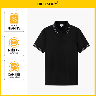 [T8_SALE 249K_HT] Áo Polo Nam Thiết Kế Hoạ Tiết 9APCT051DEN Biluxury Form SlimFit Cao Cấp Kháng Khuẩn Bền Màu