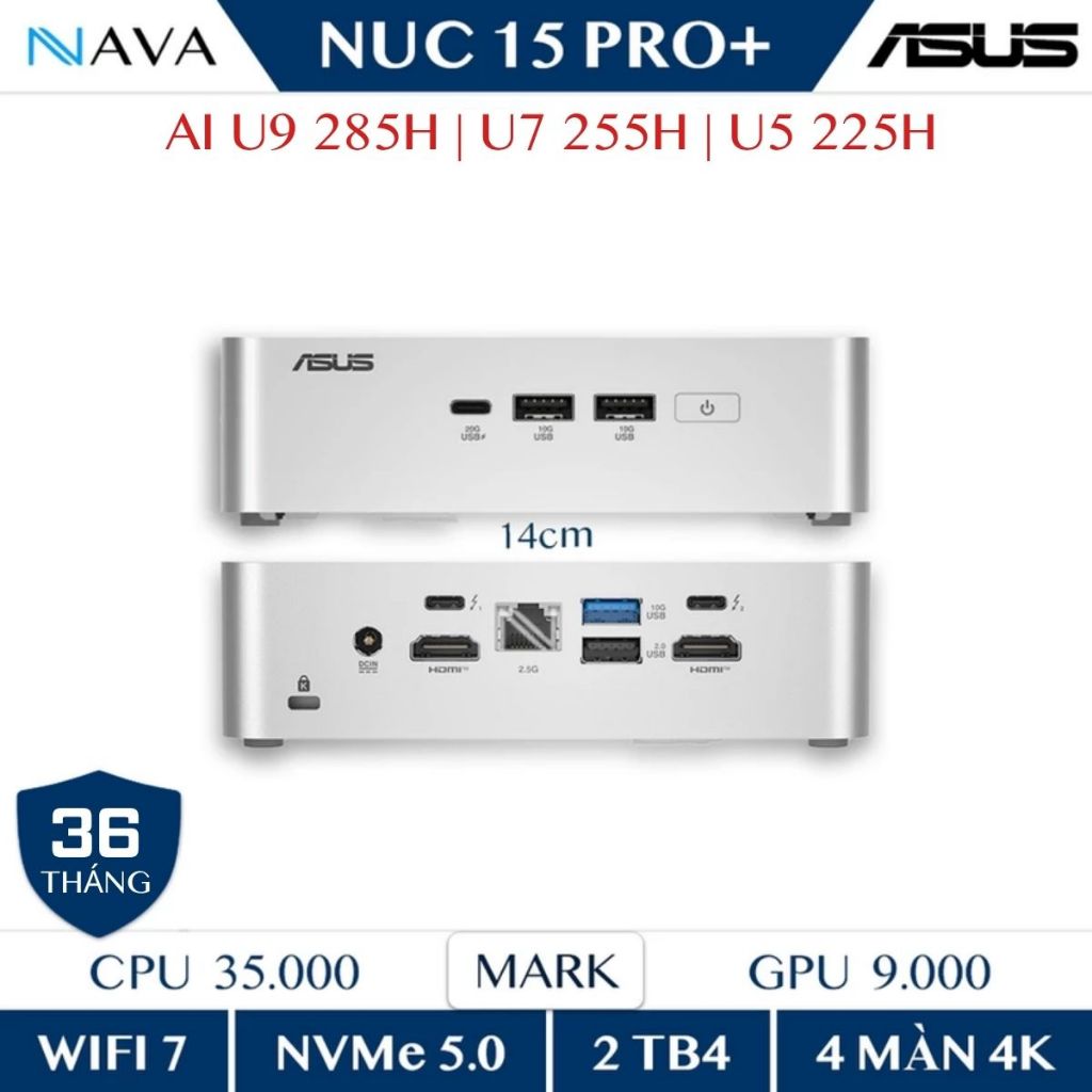 Mini PC ASUS NUC 15 PRO PLUS Intel AI Core U7 255H U5 225H U9 285H NUC15CRS | DDR5 RNUC15CRSU500000I