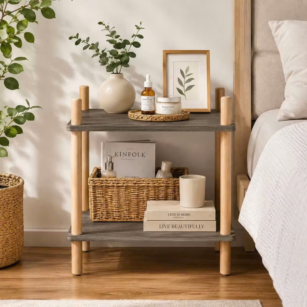 Kệ Gỗ Chữ Nhật MDF Đa Tầng 60x25cm – Kệ 2 Tầng, 3 Tầng, 4 Tầng, 5 Tầng Chân Gỗ Tự Nhiên | TONGKHONOI