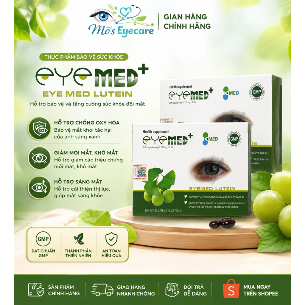 Viên Uống Bổ Mắt EYEMED - LUTEIN Hỗ Trợ Giảm Mỏi Mắt, Khô Mắt, Tăng Cường Thị Lực – Hộp 30 Viên