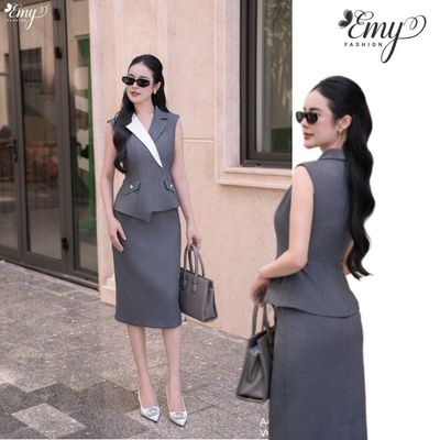 Đầm Thiết Kế EMY Thời Trang Cao Cấp EM4017 Vải Xốp Hàn Thanh Lịch Công Sở