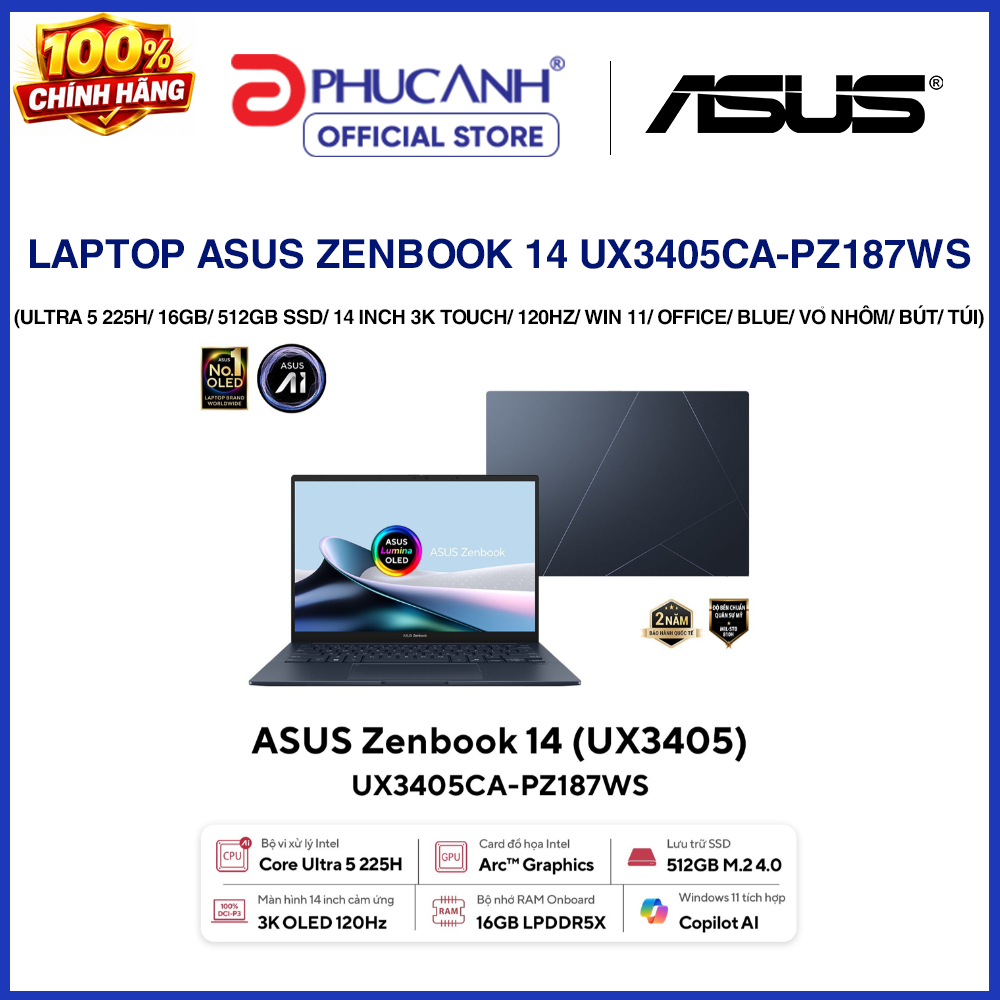 Laptop Asus Zenbook 14 UX3405CA-PZ187WS