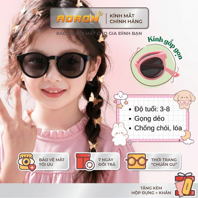 Kính Mát Phân Cực AORON Gấp Gọn Cho Bé Trai Gái Chống Tia UV400 Đi Du Lịch Đi Biển Thời Trang AK316