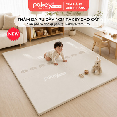 [MẪU MỚI] Thảm Chơi Cho Bé Pakey Cao Cấp Họa Tiết Voi Đáng Yêu, Thảm Da PU Trải Sàn Dày 4cm Cho Bé Tập Bò Tập Đi