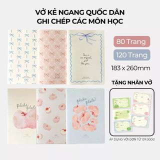 Combo vở kẻ ngang 80 trang vở ghi chép 120 trang vở Crabit tập vở học sinh cấp 2 3 vở b5 - Ribbon Nơ