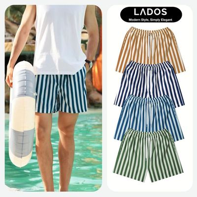 Quần Short đùi lụa kẻ sọc LADOS-4186 lưng chun co giãn thoải mái, form basic màu sắc mát mắt mùa hè mặc nhà đi chơi