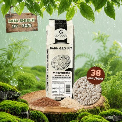 Bánh gạo lứt GUfoods vị Nguyên bản - Không chiên dầu, Không đường, Tập gym, Healthy (170g/300g/510g)