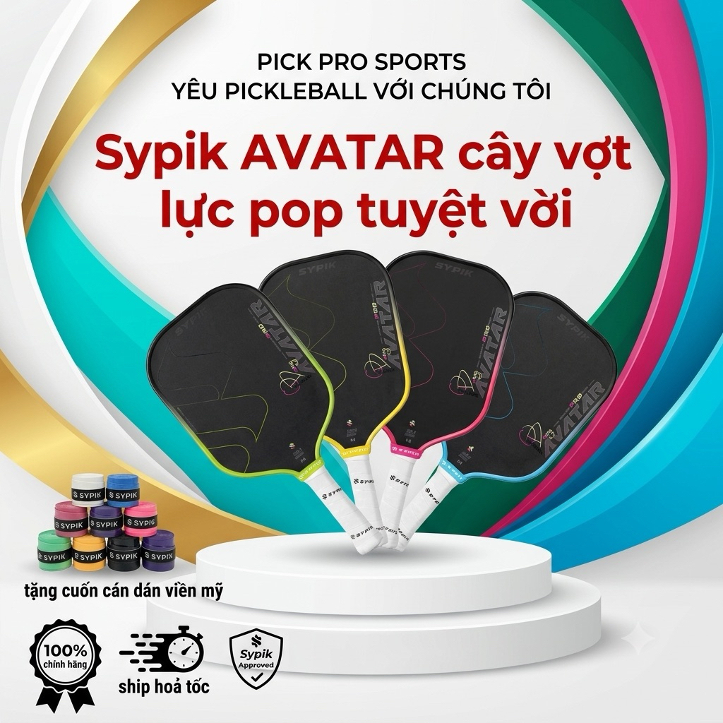 Vợt Pickleball Sypik AVATAR Chính Hãng - Dòng Vợt Lực Pop Tốt Kiểm Soát Cao Tặng Kèm Quấn Cán Dán Vi