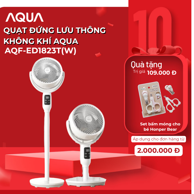 Quạt đứng AI AQUA lưu thông không khí ED1823T(W) - Điều khiển giọng nói - B/H 12 Tháng Chính Hãng