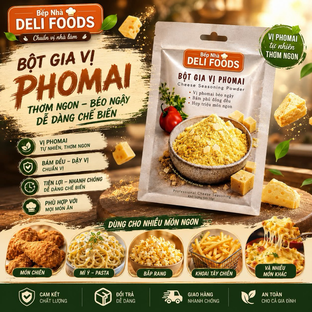 Bột Gia Vị Phô Mai Seaway 50G | Bột Lắc Phô Mai Cho Khoai Tây, Gà Rán, Bắp Rang Bơ | Thơm Béo Đậm Vị