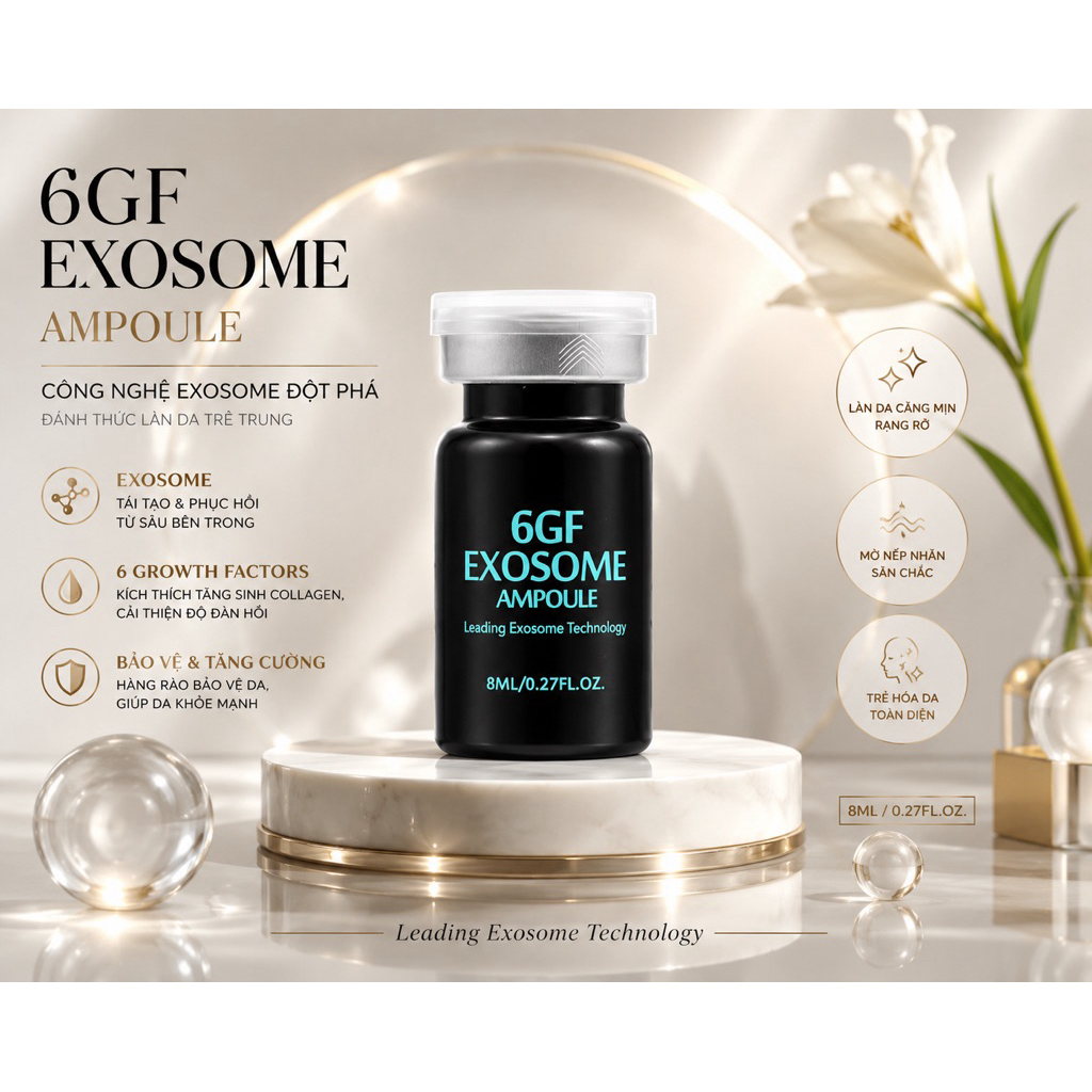 6GF Exosome Ampoule 8ml – Tinh Chất Phục Hồi Da, Dưỡng Ẩm, Hỗ Trợ Làm Săn Chắc Da