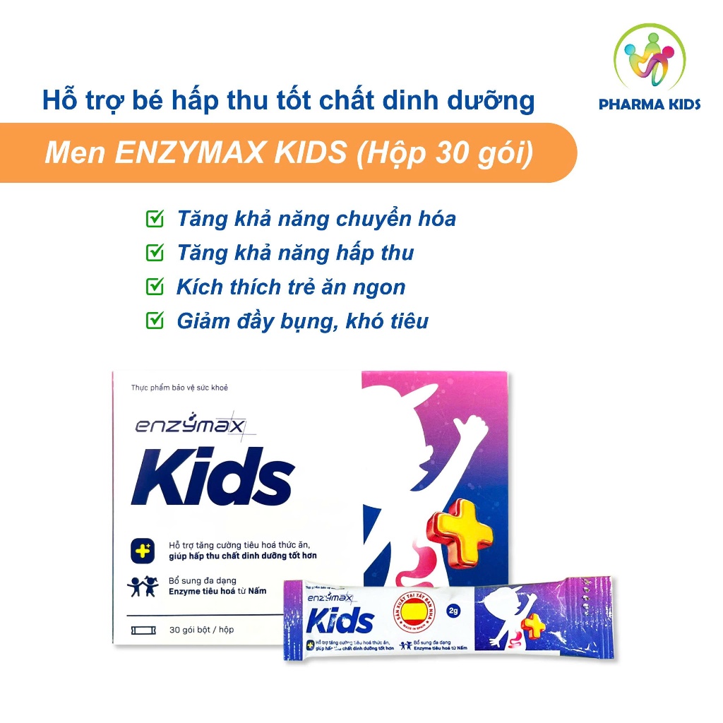 Enzymax Kids Hỗ trợ bé hấp thu chất dinh dưỡng tốt hơn (Hộp 30 gói)