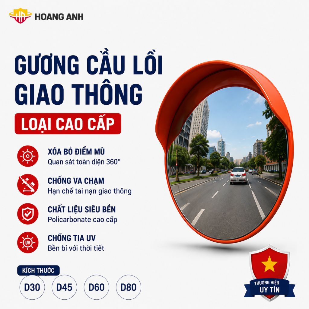 Gương Cầu Lồi Giao Thông Nhựa D45/60/80/100- Gương Quan Sát Góc Khuất Tầng Hầm Chống Va Chạm Cao Cấp