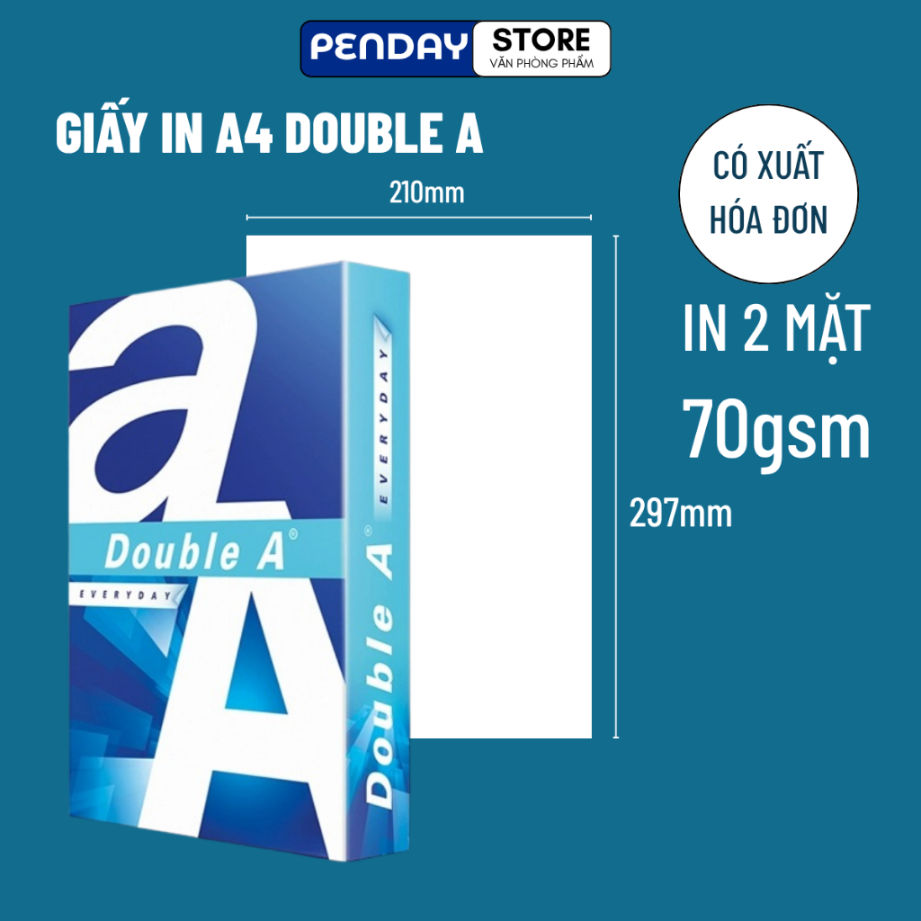 Giấy a4 Double A 70gsm đóng gói 500 tờ/ tập - Giấy in a4 văn phòng phẩm giấy photo copy