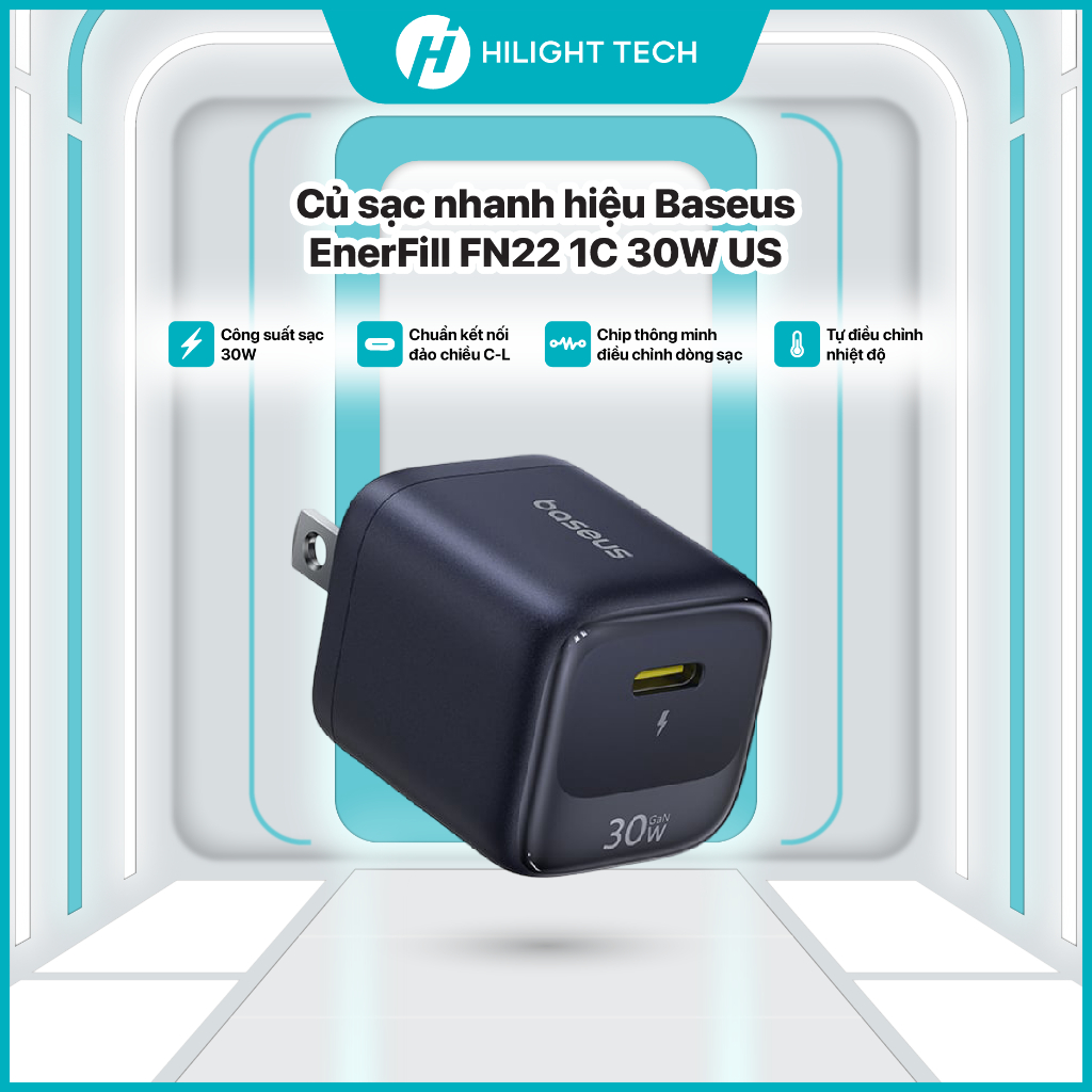 Củ sạc nhanh Baseus EnerFill FN22 1C 30W US Chính Hãng