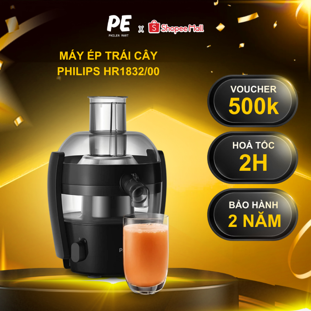Máy Ép Trái Cây Philips HR1832/00 I 1.5L - 500W | Hàng Chính Hãng, Bảo Hành 2 Năm