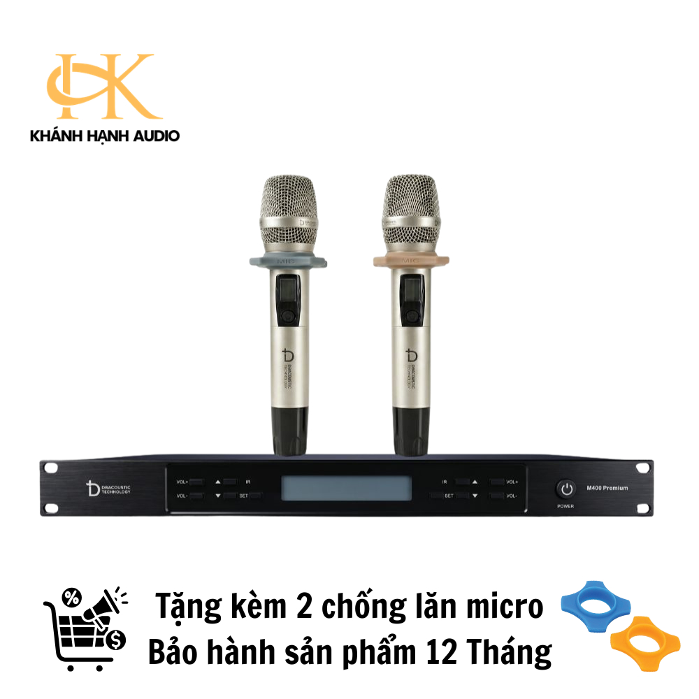 Micro dBacoustic M400 Premium Hàng chính hãng, Mic không dây tích hợp 15 chế độ EQ, Tự ngắt