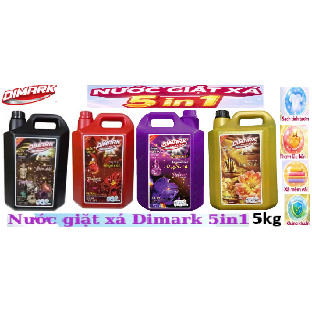 Nước giặt xả  Dimark cao cấp 5 in 1 can 5kg