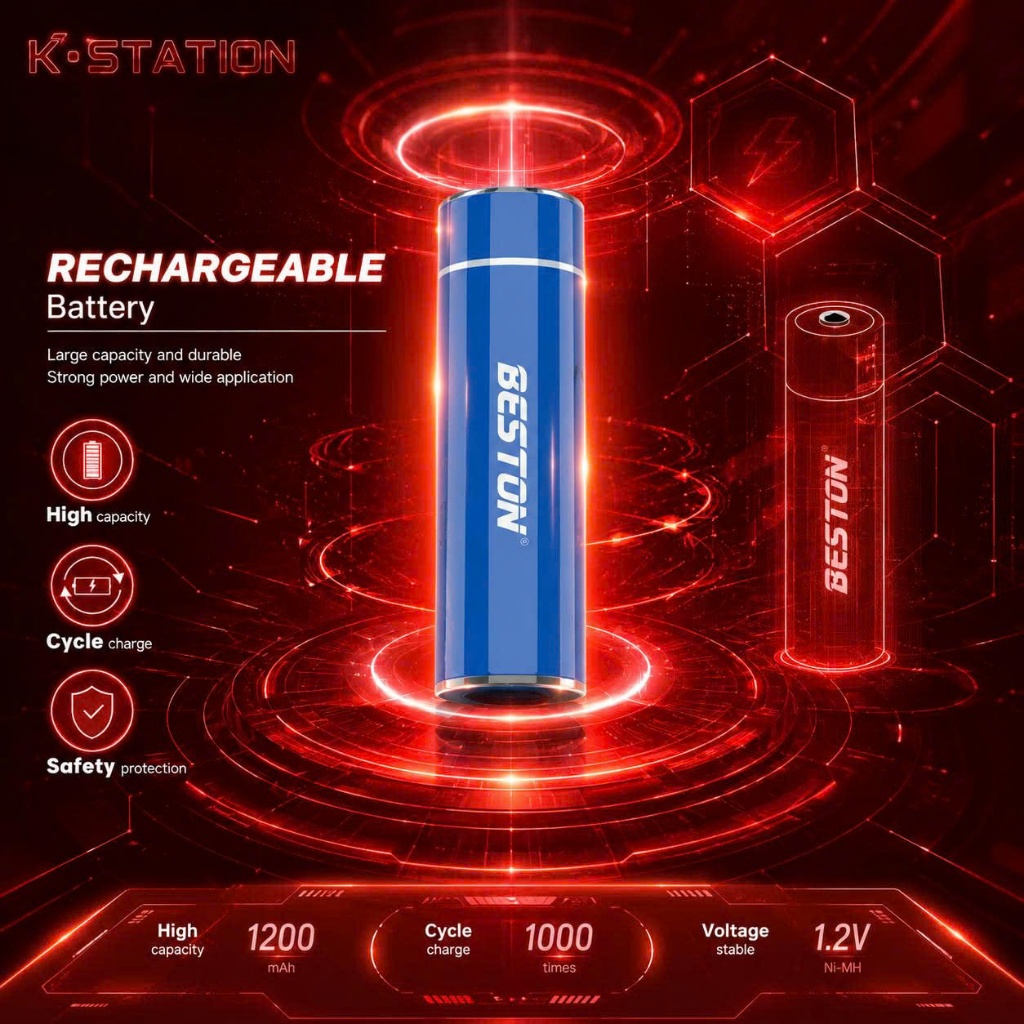 Pin sạc Beston Lithium 18650 3.7V, đầu nhọn/đầu bằng nhiều dung lượng
