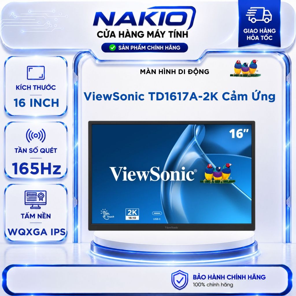 Màn hình di động cảm ứng ViewSonic TD1617A-2K (16 inch - WQXGA - 165Hz - 3ms - IPS - Speaker)