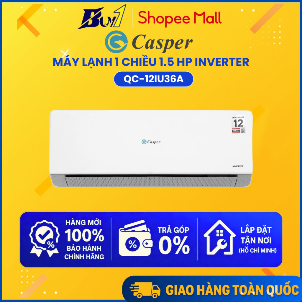 QC-12IU36A - Máy Lạnh Casper Inverter 1.5 HP QC-12IU36A - Hàng Chính Hãng