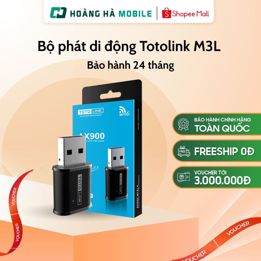 USB mini Wi-Fi 6 băng tần kép AX900 Totolink X900USM - Chính hãng