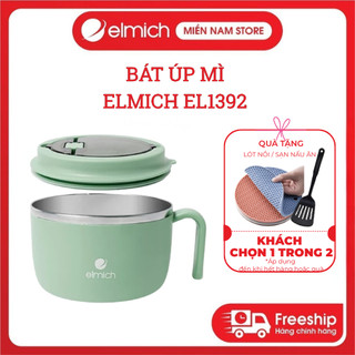Bát úp mì inox 304 elmich 8314/1392 dung tích 1.4L nắp tích hợp lỗ thông hơi có ngăn nhỏ đựng gia vị