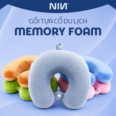 Gối Kê Cổ Du Lịch Chữ U Cao Su Non NIN House | Nhiều Màu | 28x28cm | Ruột Mút Memory Foam Mềm Mại, Đàn Hồi Tốt