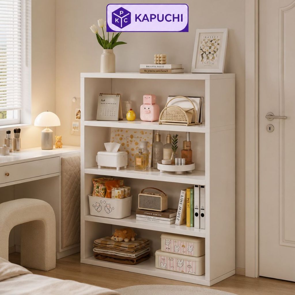 Kệ sách đa năng chất liệu gỗ MDF màu full trắng decor góc làm việc cực đẹp - GA30