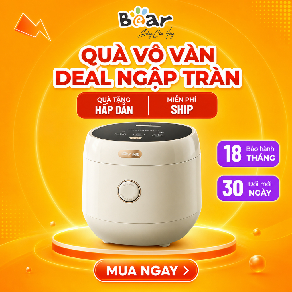 Nồi cơm điện Bear 3L SB-NC30B cho 3-4 người ăn - Nồi cơm điện tử, Nồi cơm đa năng chống dính