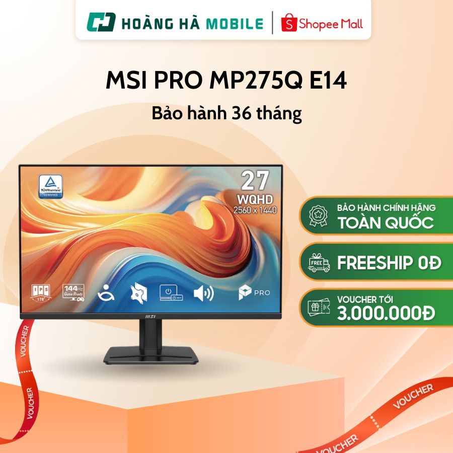 Màn hình MSI PRO MP275Q E14 (27 inch/QHD/IPS/144Hz/1ms/Loa) - Chính hãng