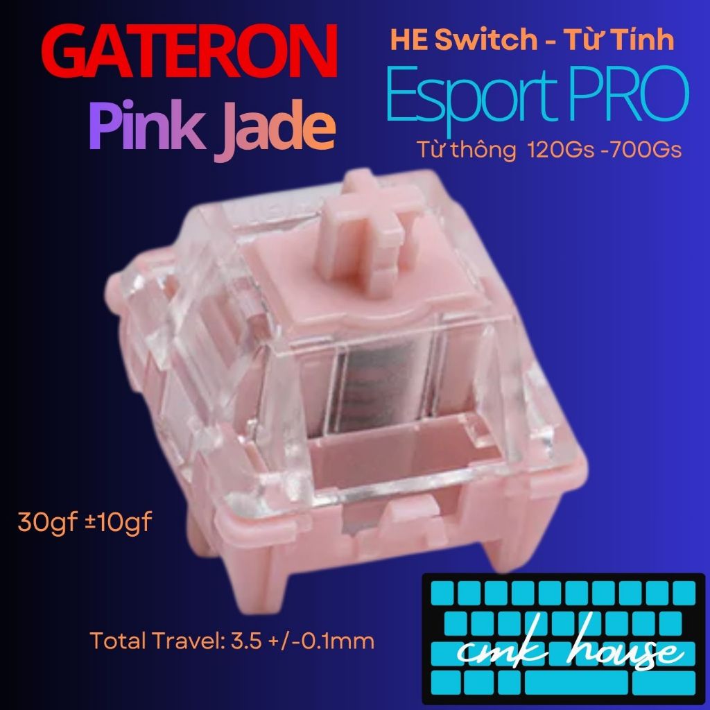 Gói 10 Switch HE Nam Châm - Gateron Pink Jade Sport Pro - 30gf ---> Creamy - Thocky (sẵnn)