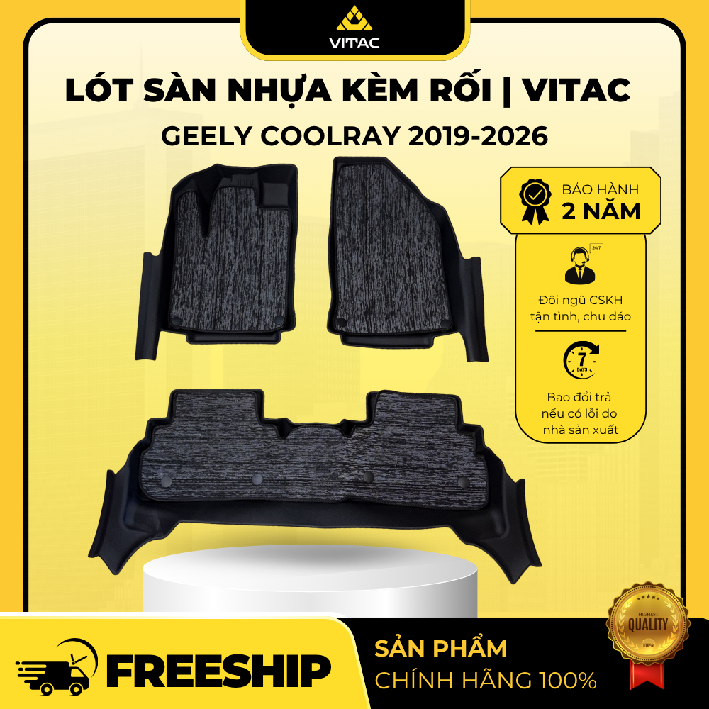Thảm lót sàn nhựa ô tô và thảm rối 5D ô tô Geely Coolray 2019-2026 (7 tấm) dễ vệ sinh, không mùi hôi