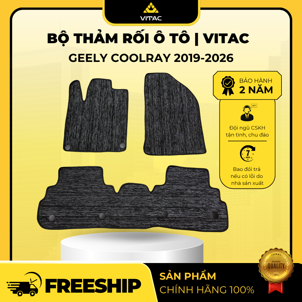 Bộ thảm rối lót trên sàn nhựa ô tô 5D Geely Coolray 2019-2026- Chỉ vừa form với thảm sàn nhựa VITAC