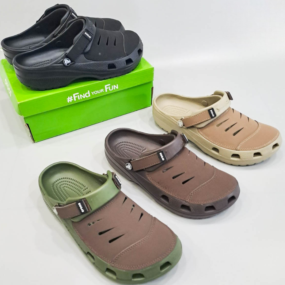 Dép sục yukon clog nam siêu nhẹ thiết kế phối da kín mũi bít đầu, dép yukon melisa men đế chống trơn