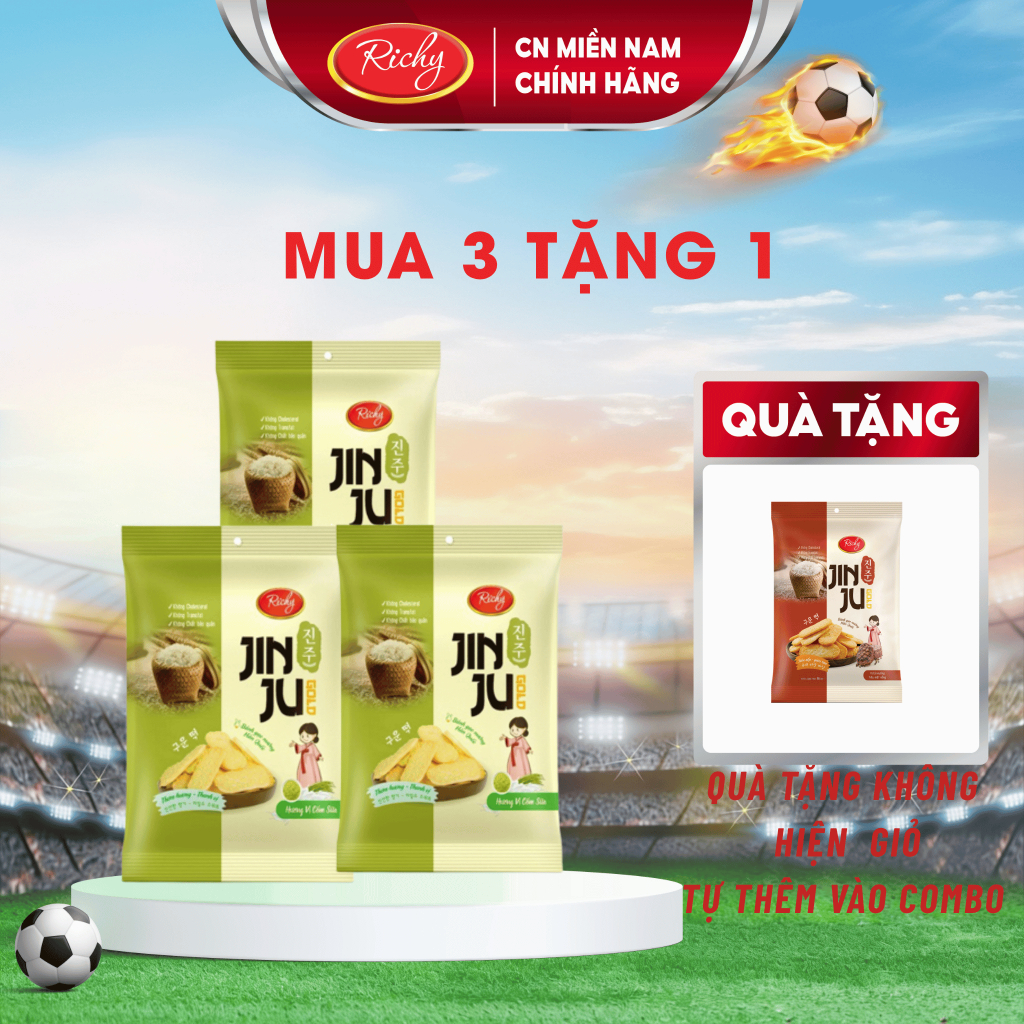 [MUA 3 TẶNG 1] Bánh Gạo JINJU RICHY vị Cốm Sữa 145g