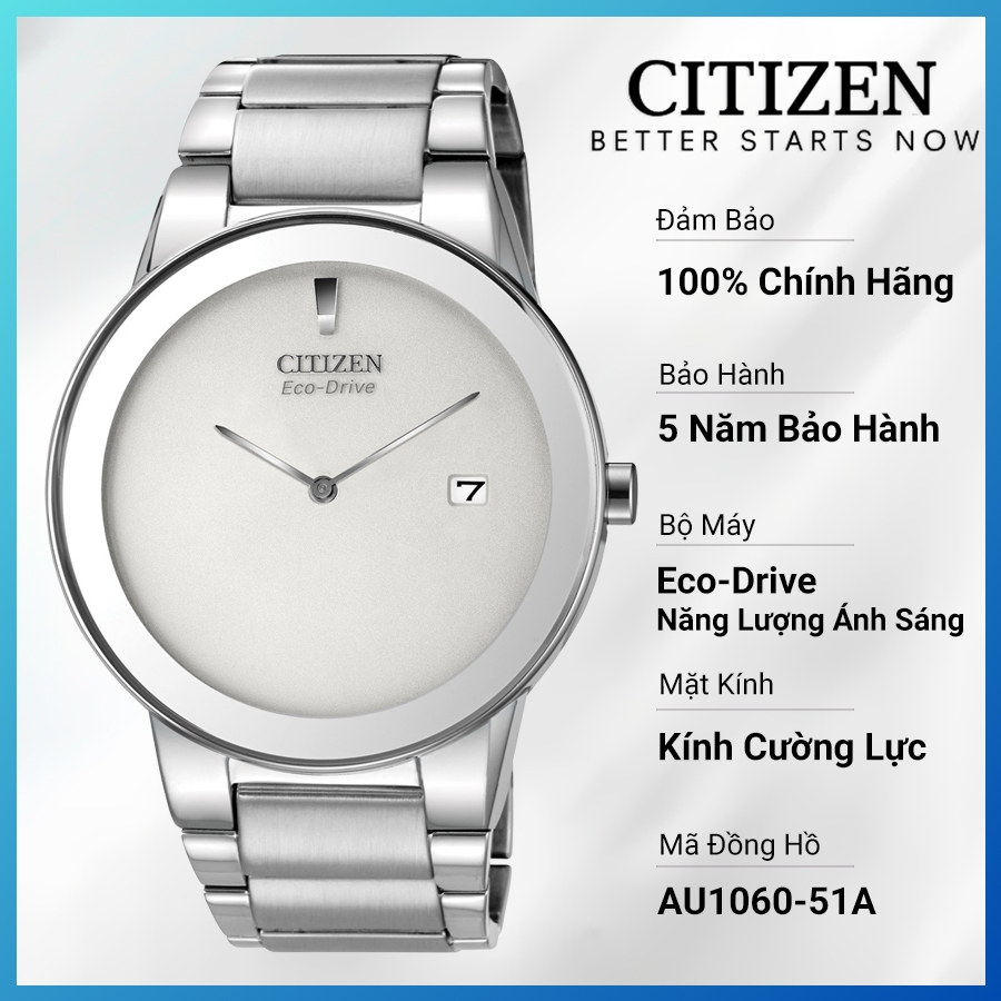 Đồng Hồ Nam Citizen Eco-Drive Dây Thép Không Gỉ AU1060-51A - Mặt Trắng (40mm)
