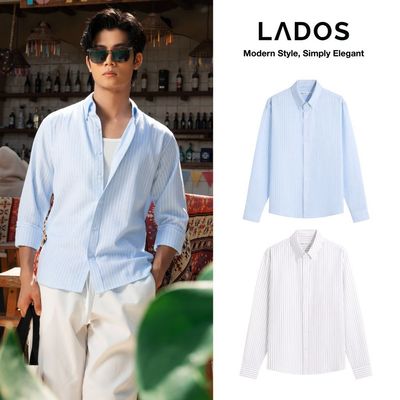 [DEAL MỞ BÁN] Áo Sơ Mi Tay Dài Cổ Button Down LADOS - 8204 Vải OxFord Kẻ Sọc Đứng Form Thấm Hút Mồ Hôi, Chuẩn Công Sở