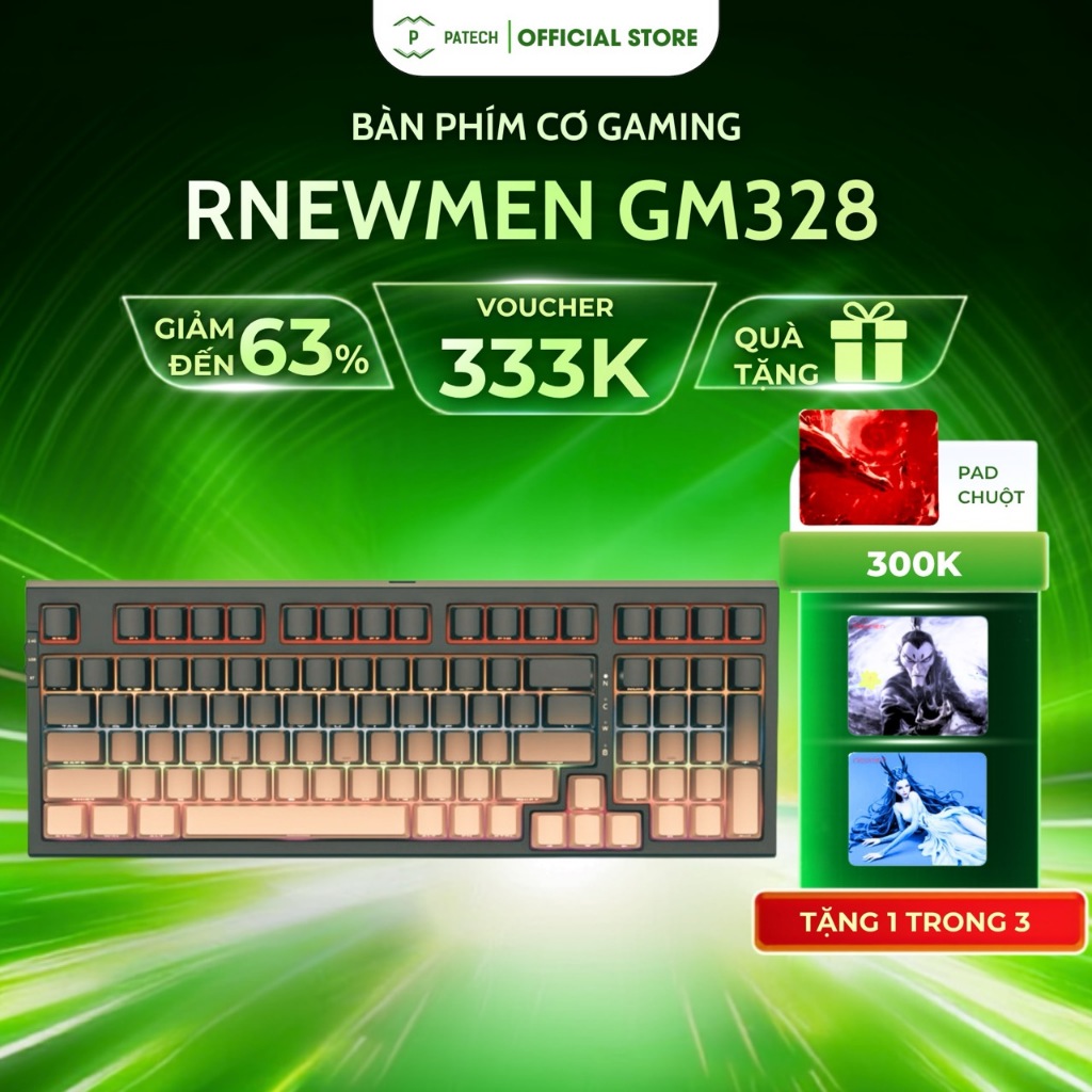 Bàn phím cơ gaming Newmen GM328 Pro / GM328 Plus Layout 96% | Lót sẵn Gasket Mount | Hotswap - Bảo h
