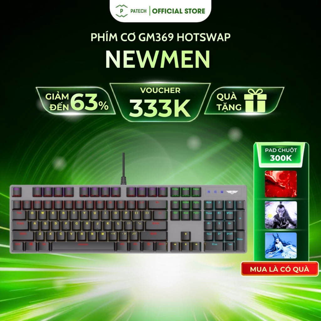 Phím cơ GM369 Hotswap Hàng Newmen chính hãng thiết kế thời trang - Hàng chính hãng