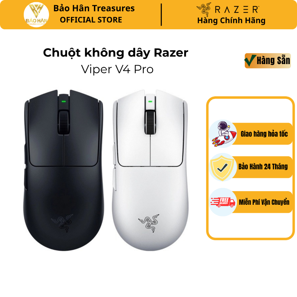 Chuột không dây Razer Viper V4 Pro - Đi kèm dongle Razer HyperPolling 8KHz - Hàng Chính Hãng